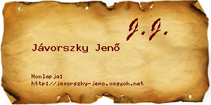 Jávorszky Jenő névjegykártya