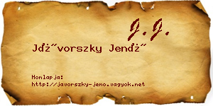 Jávorszky Jenő névjegykártya