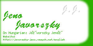 jeno javorszky business card